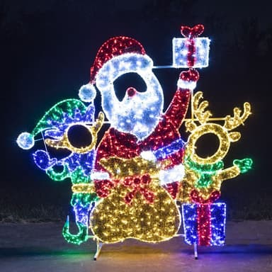 6' Santa, Elf, and Reindeer w/ Presents - 2D from Holiday Light Supplies, Ontario