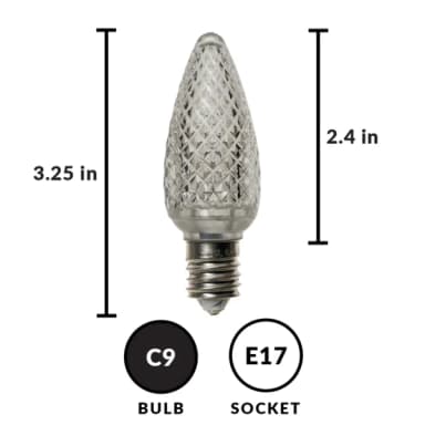 C9 Faceted Bulb, PURE-WHITE - Large Strawberry Lights - C9 from Holiday Light Supplies, Ontario