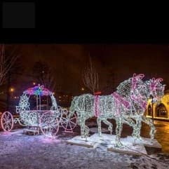 Pink – Duo Horse with a Carriage 16.4' x 3.9' x 5.9' - Animals from Holiday Light Supplies, Ontario