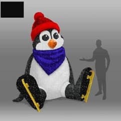 Sitting Penguin with Skates 5.9′ x 3.6′ x 6.6′ - Animals from Holiday Light Supplies, Ontario