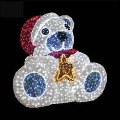Polar Bear with Star 4.6′ x 4.3′ x 4.9′ - Animals from Holiday Light Supplies, Ontario