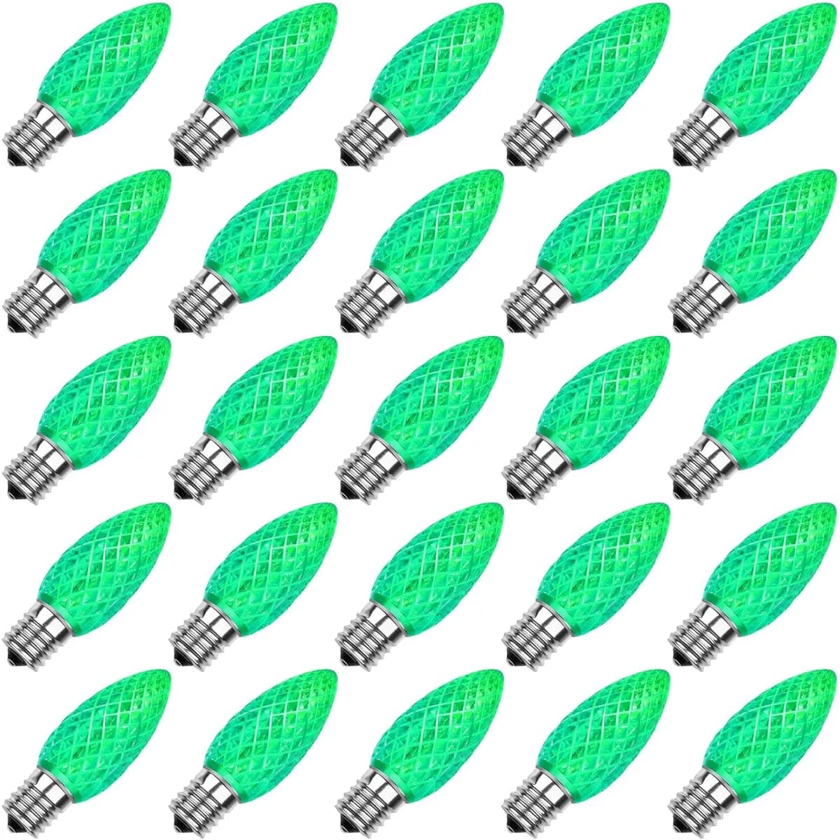 C9 Faceted Bulb, GREEN - Large Strawberry Lights - C9 from Holiday Light Supplies, Ontario