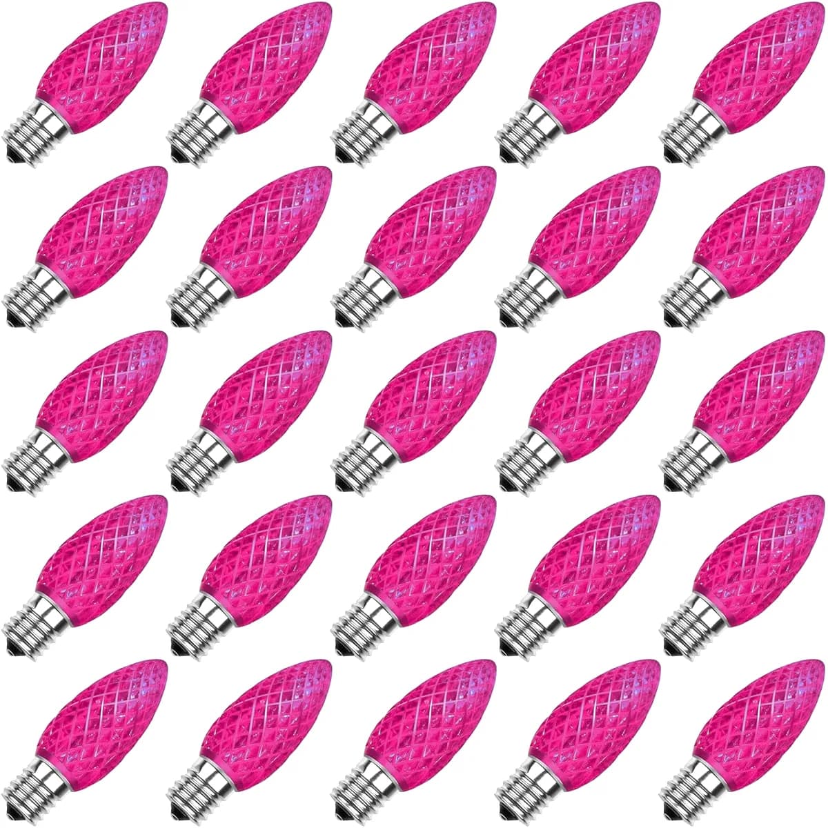 C9 Faceted Bulb, PINK - Large Strawberry Lights - C9 from Holiday Light Supplies, Ontario