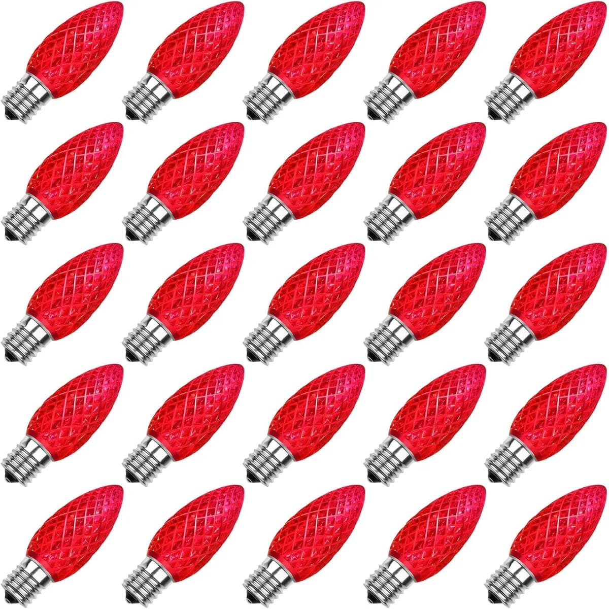 C9 Faceted Bulb, RED - Large Strawberry Lights - C9 from Holiday Light Supplies, Ontario