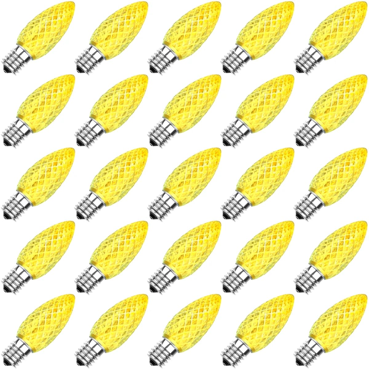 C9 Faceted Bulb, YELLOW - Large Strawberry Lights - C9 from Holiday Light Supplies, Ontario