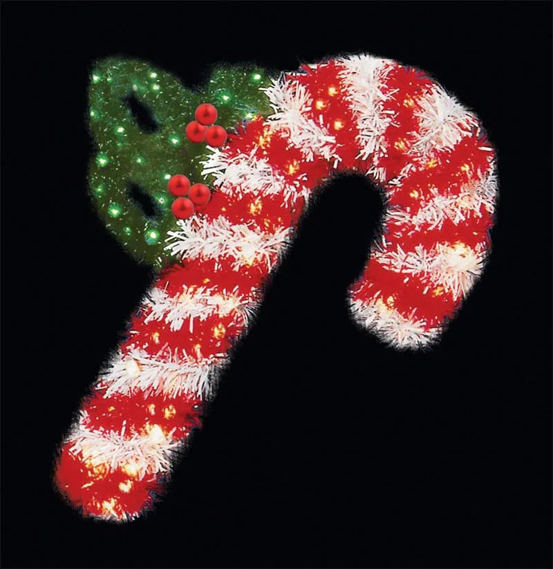 6 ft LED Candy Cane Garland Tree Pole Mount — commercial Christmas lighting from Holiday Light Supplies