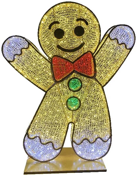 3D Gingerbread Man — 2.6 m — commercial Christmas lighting from Holiday Light Supplies