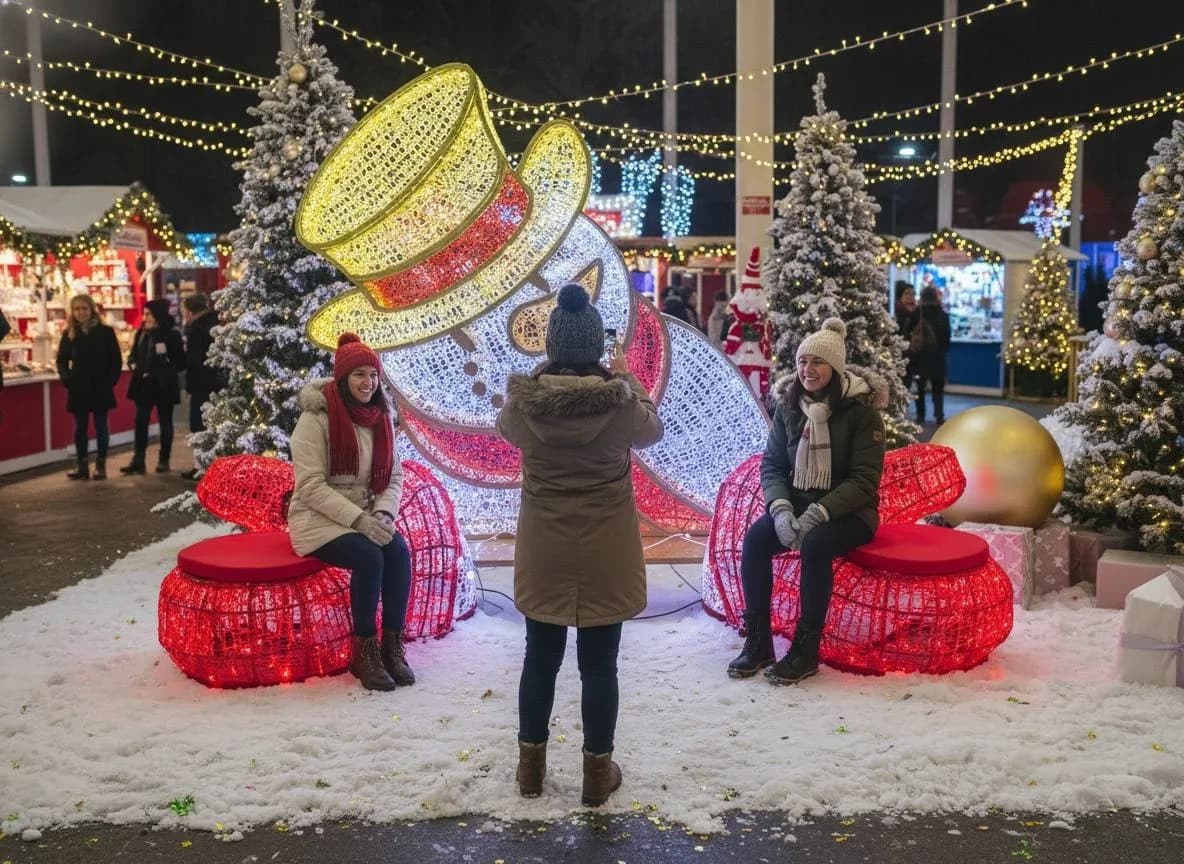Mosby Snowman Photo-Op — commercial Christmas lighting from Holiday Light Supplies