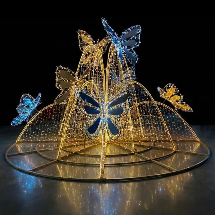 10' Fountain with Butterflies — commercial Christmas display from Holiday Light Supplies