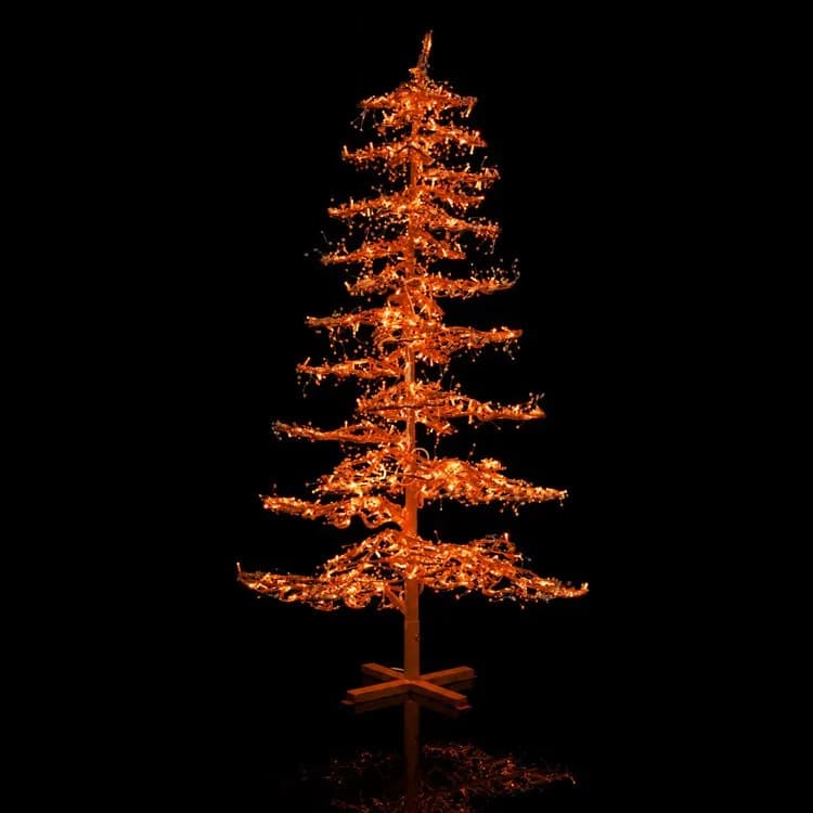 11' Ice Sculpture Christmas Tree - Amber/Orange — commercial Christmas display from Holiday Light Supplies