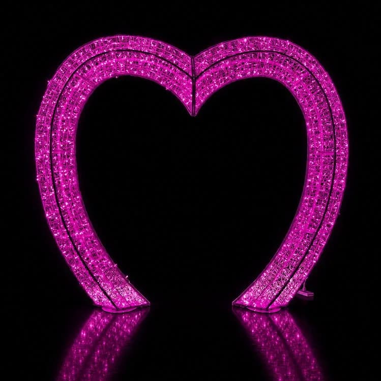 12' LED Valentine Hearts Walkthrough - Pink Twinkle Valentine's Display — commercial Christmas display from Holiday Light Supplies