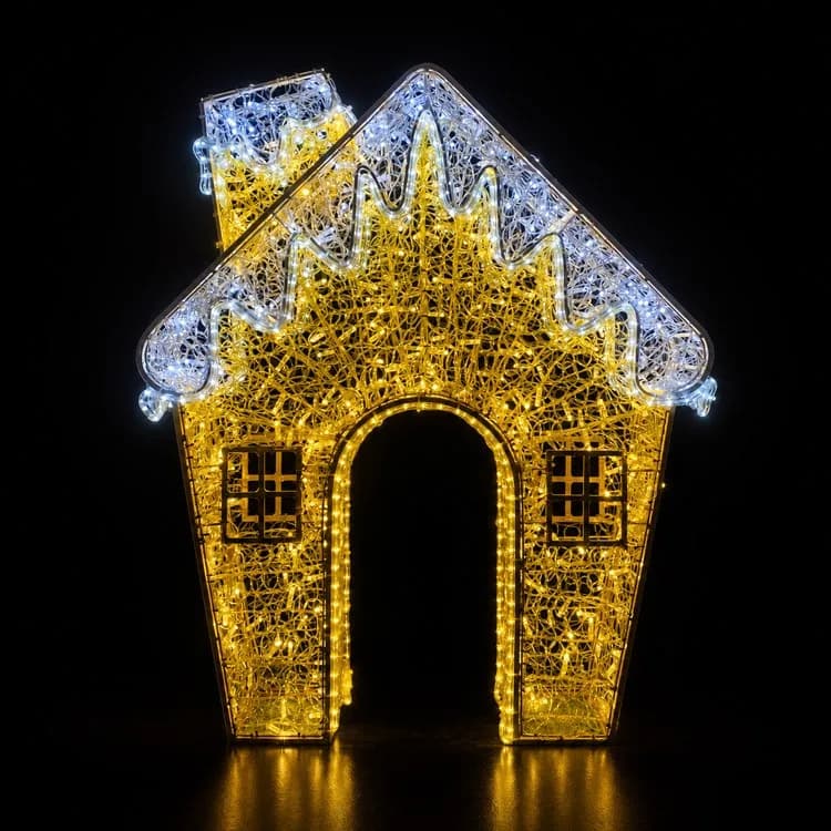 4' 3D House - Warm White — commercial Christmas display from Holiday Light Supplies