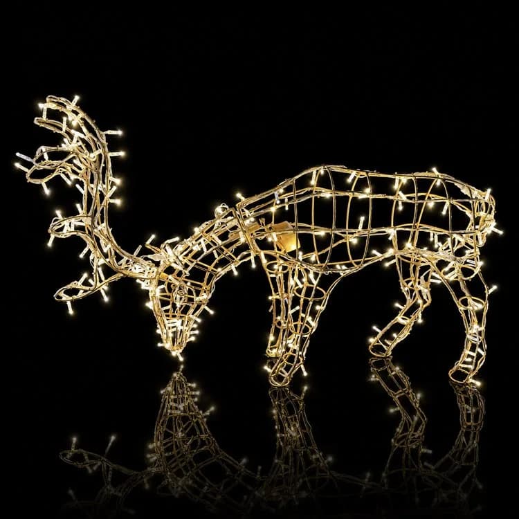 4' Drinking Reindeer - Warm White — commercial Christmas display from Holiday Light Supplies