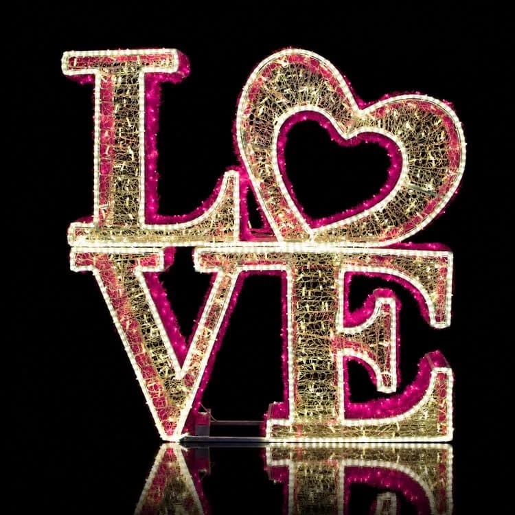 5.5' 3D LED Love - Warm White and Pink Twinkle Valentine's Display — commercial Christmas display from Holiday Light Supplies