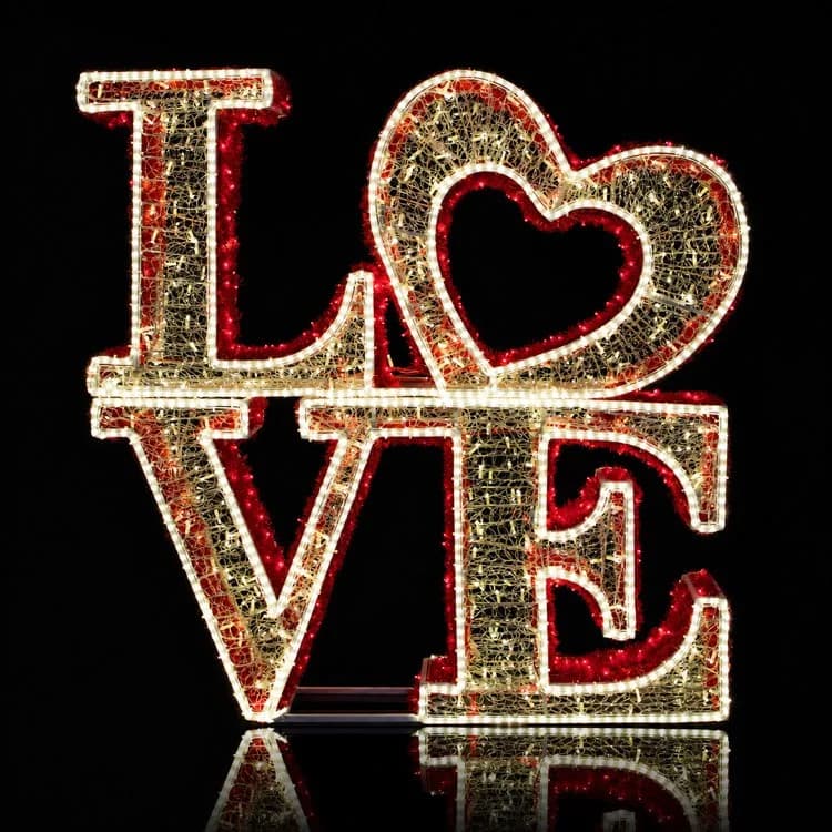 5.5' 3D LED Love - Warm White and Red Twinkle Valentine's Display — commercial Christmas display from Holiday Light Supplies