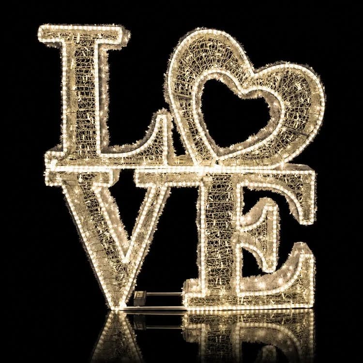 5.5' 3D LED Love - Warm White Twinkle Valentine's Display — commercial Christmas display from Holiday Light Supplies