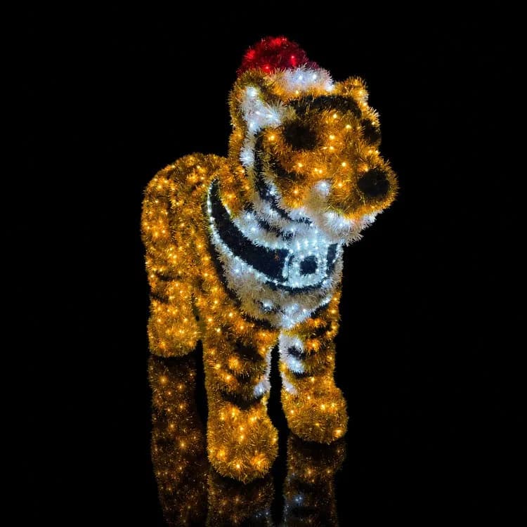 5' LED Tiger with Santa Hat — commercial Christmas display from Holiday Light Supplies