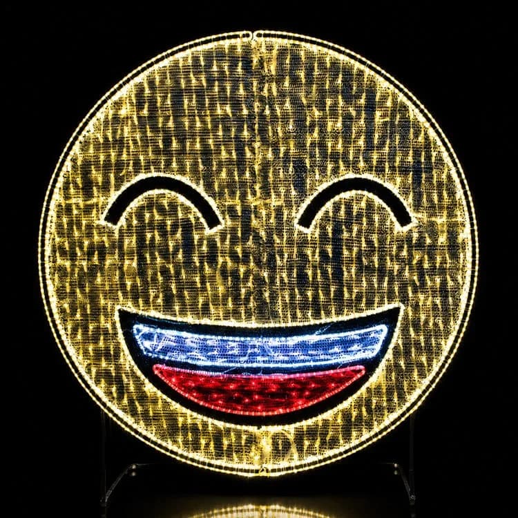 6' 2D LED Emoji Smiling — commercial Christmas display from Holiday Light Supplies