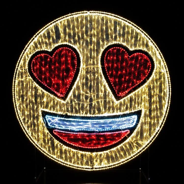 6' 2D LED Emoji with Heart Eyes Valentine's Display — commercial Christmas display from Holiday Light Supplies