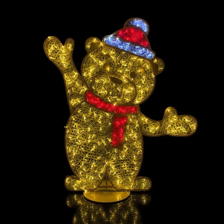6' 2D Santa Bear - Warm White — commercial Christmas display from Holiday Light Supplies