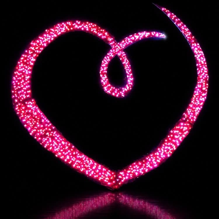 6' 2D Standing Heart - Pink Twinkle Valentine's Display — commercial Christmas display from Holiday Light Supplies