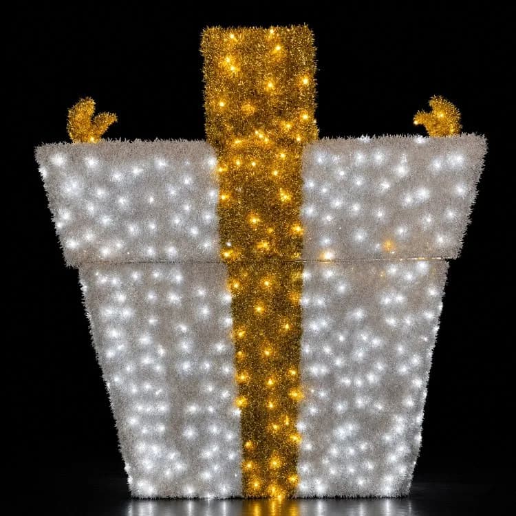 6' 3D Giftbox - Warm White — commercial Christmas display from Holiday Light Supplies
