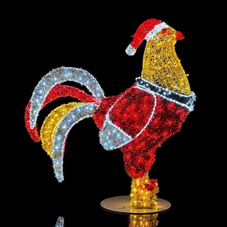 6' 3D Santa Rooster — commercial Christmas display from Holiday Light Supplies