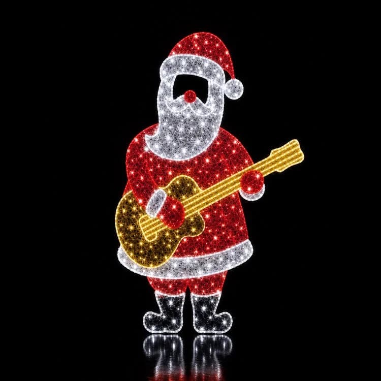 6.5' 2D LED Rockin' Santa - Photo Op Display — commercial Christmas display from Holiday Light Supplies