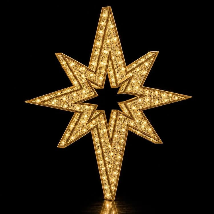 6.5' 3D Bethlehem Star with Warm White LED Lights — commercial Christmas display from Holiday Light Supplies