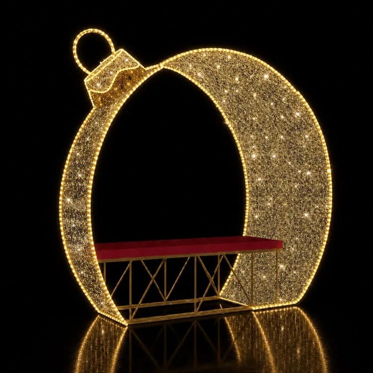 6' Christmas Ornament Bench — commercial Christmas display from Holiday Light Supplies