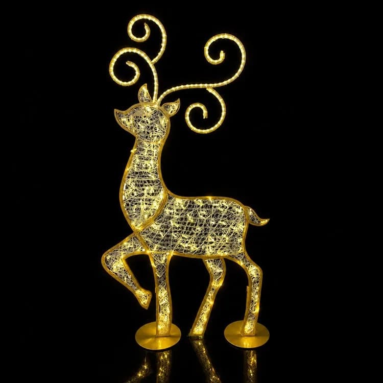 7' 2D Prince Reindeer - Warm White — commercial Christmas display from Holiday Light Supplies
