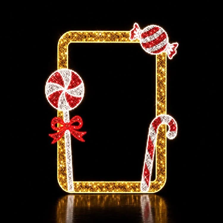 7.5' 2D LED Candy Photo Op — commercial Christmas display from Holiday Light Supplies