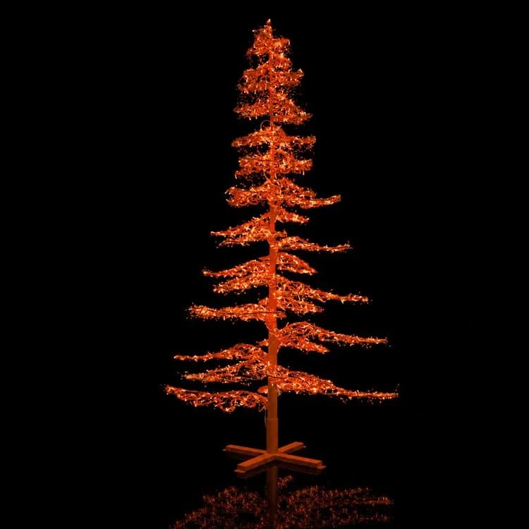 7' Ice Sculpture Christmas Tree - Amber/Orange — commercial Christmas display from Holiday Light Supplies