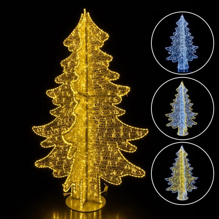 8' 3D Noble Fir Tree - Warm White — commercial Christmas display from Holiday Light Supplies