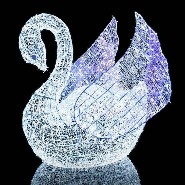 8' 3D Swan - 6000K White — commercial Christmas display from Holiday Light Supplies