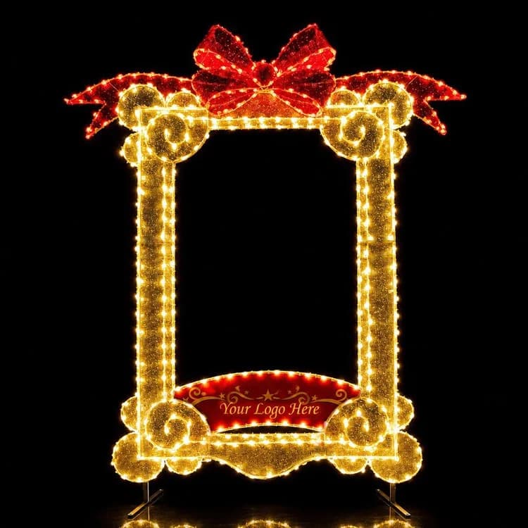 9' 2D Gilded Photo Op Frame — commercial Christmas display from Holiday Light Supplies