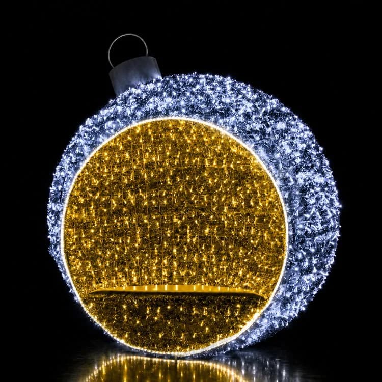 9' 3D Christmas Ornament - Warm White and Pure White - Photo Op Display — commercial Christmas display from Holiday Light Supplies