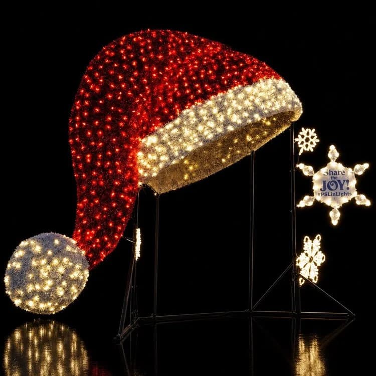 9' 3D Giant Santa Hat — commercial Christmas display from Holiday Light Supplies