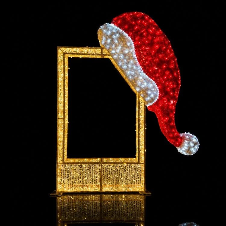 9.5' 3D Santa Hat Photo Op — commercial Christmas display from Holiday Light Supplies