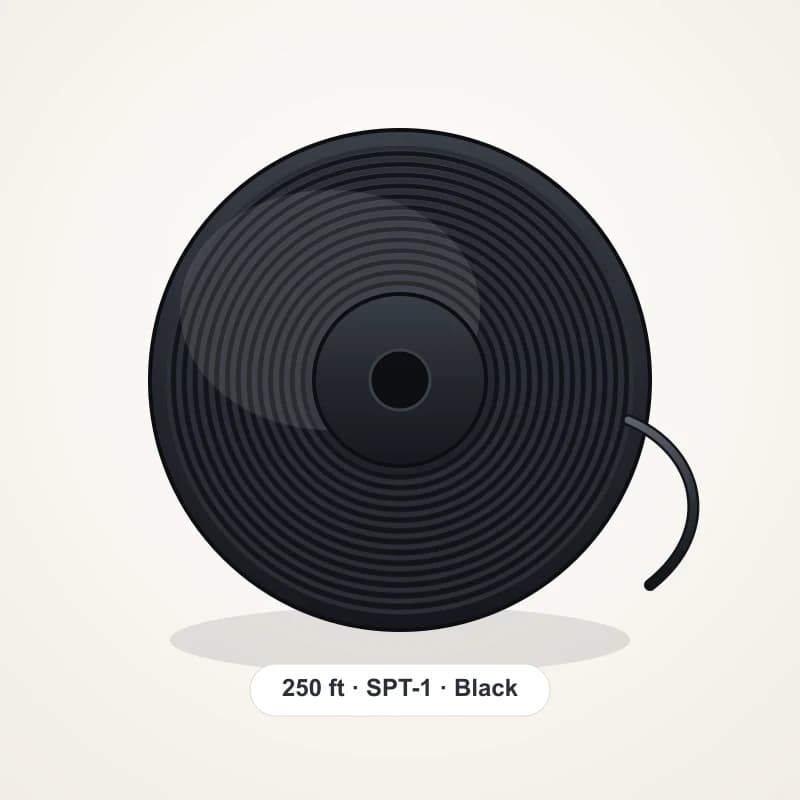 250-foot spool of black SPT-1 Christmas light wire โ Holiday Light Supplies