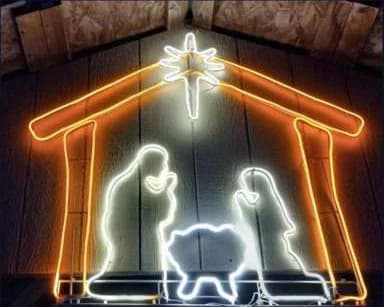 2D LED Nativity Stable Scene, warm white and orange