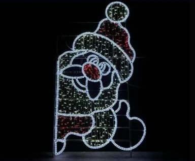 2D LED Peeking Santa Motif, red and cool white