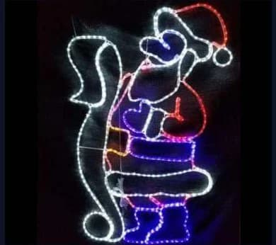 2D LED Santa Checking His List Motif, cool white and red