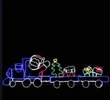 2D LED Santa Express Train, blue and multicolour