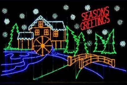 2D LED Season's Greetings Village Scene, multicolour