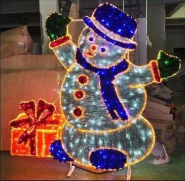 2D LED Snowman with Gift Motif, multicolour