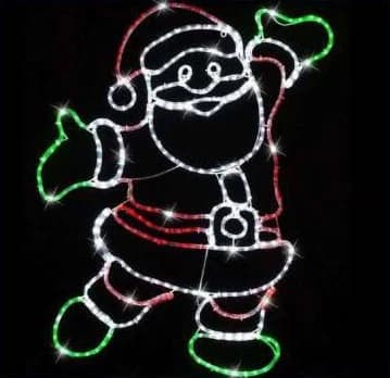 2D LED Waving Santa Motif, red and cool white and green