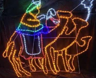 2D LED Wise Men on Camels Scene, orange and multicolour