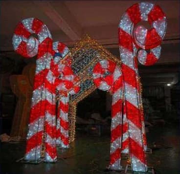 3D LED Candy Cane Arch, red and cool white