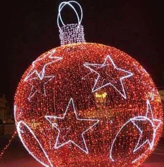 3D LED Giant Ornament with Stars, red and cool white